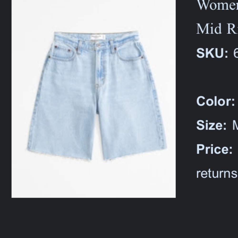 Abercrombie mid rise light denim shorts